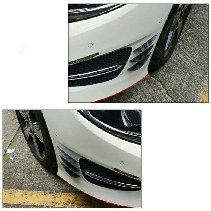 1 Set Isi 4 Fins Lips Front Bumper Corner Sudut Depan Karet Mobil Variasi Eksterior Sirip Air Flow