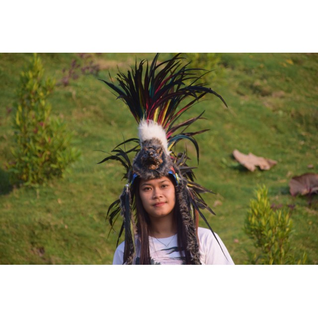 TOPI INDIAN-INDIAN HEADDRESS MOHAWK BULU AYAM KENING SRIGALA PELANGI