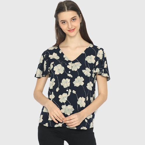 CHAPS Blouse Wanita Flutter Navyfloral