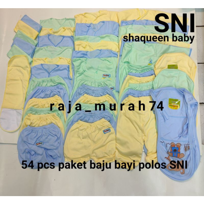 paket baju bayi polos SNI isi 54 pcs