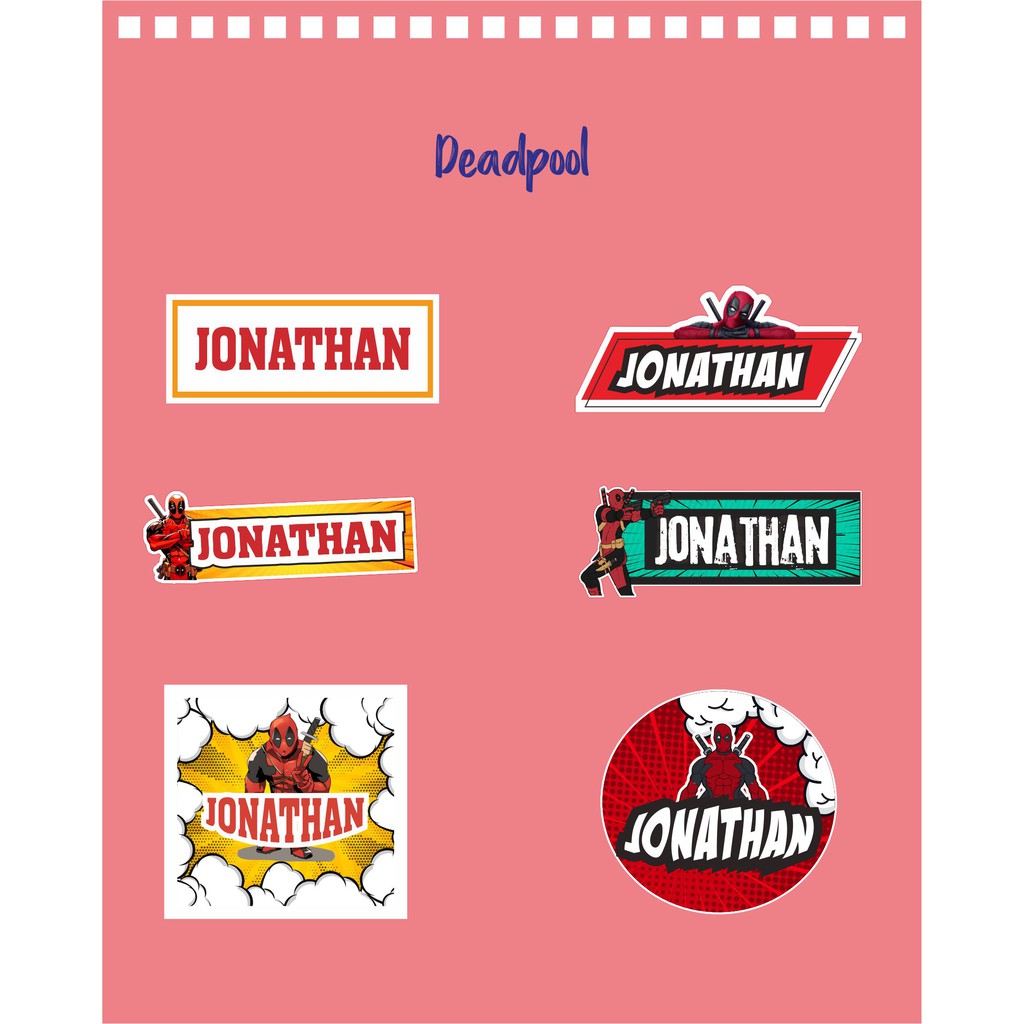

192pcs Stiker Label Nama Kekinian Tahan Air & Anti Luntur untuk Umum Tema Deadpool