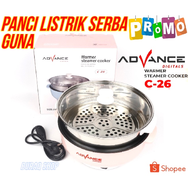 Advance Panci Elektrik Uk. 26 cm Warmer Steamer Cooker C-26 / Panci Listrik Advance C 26