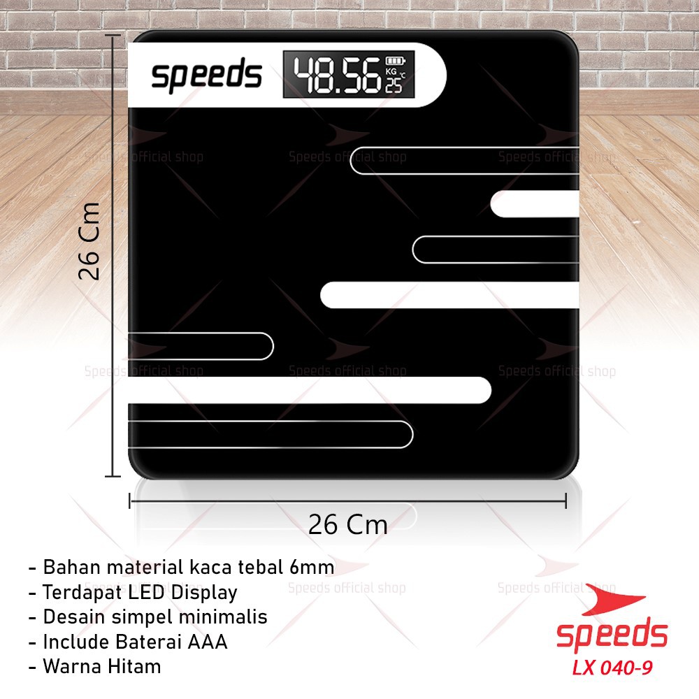 SPEEDS Timbangan Badan Digital 180kg scale kaca Berat Mini Max 040-9