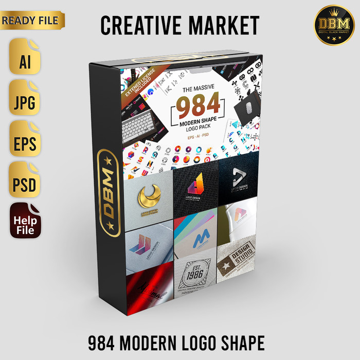 984 Modern Logo Shape - Photoshop &amp; Illustrator