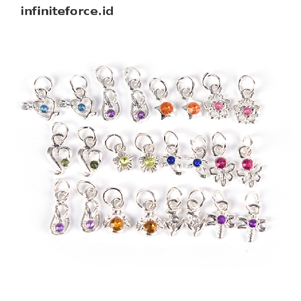 Infiniteforce.id Alat Bor Tangan Pembuat Lubang Pierce + 24 Liontin Menjuntai Untuk Nail Art