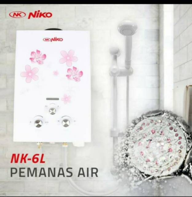 Niko , NK-6LN/6LN2  Putih . Water Heater , Water heter , Water hiter , Pemanas air , Niko Gas