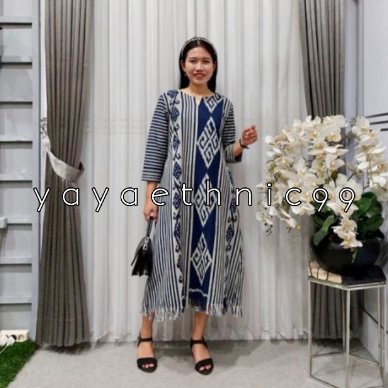 Tunik tenun troso, busana tenun, atasan wanita tenun troso, dress tenun troso