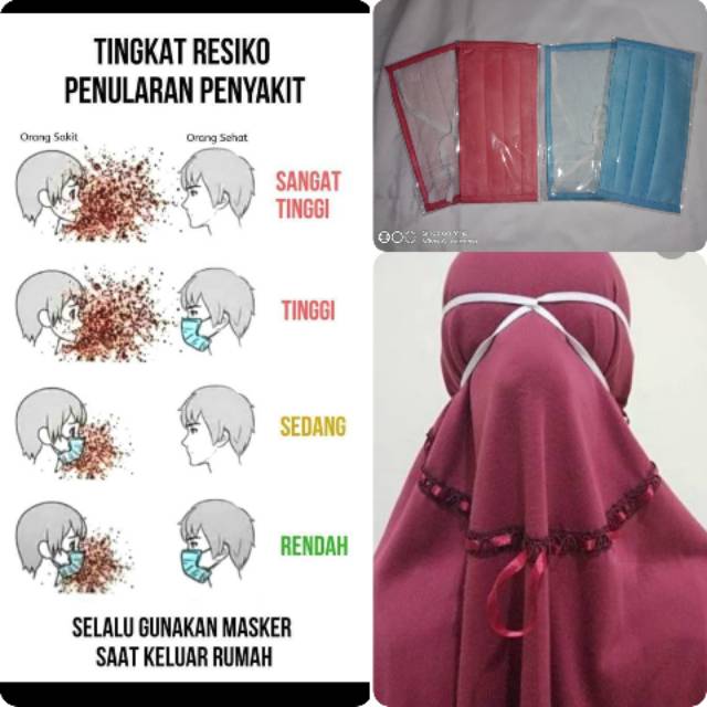 Masker  sekali pakai 2play/2 lapis sekali pakai hijab non hijab model karet