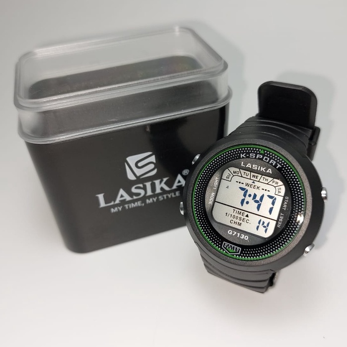 Jam Tangan Lasika Free Box Digital Sporty Type 7130 Layar Putih Anti Air