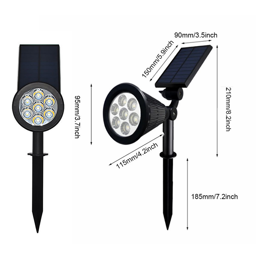 7 Led Solar Lights Outdoor Waterproof Solar Powered Landscape Spotlights Auto on/Off