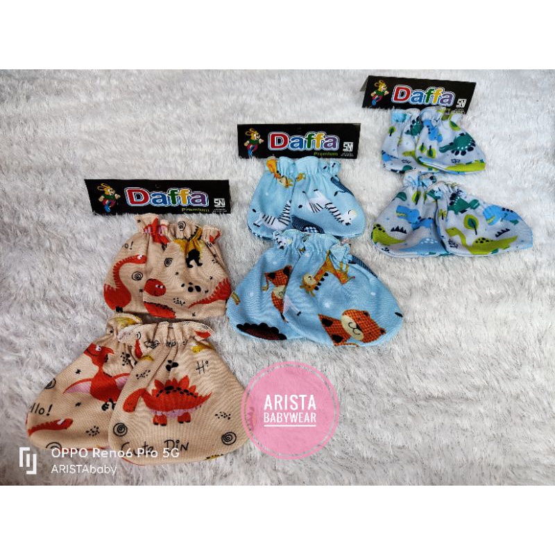 SNI DAFFA PREMIUM - set sarung tangan+kaki bayi motif printing fullwarna