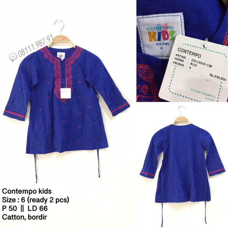 Contempo kids biru usia 5 6 7 tahun baju muslim anak size S