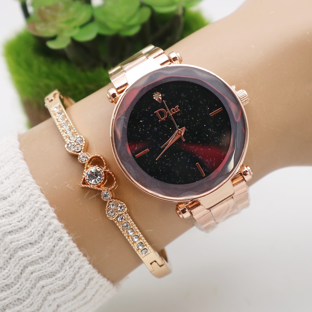 Dijual jam tangan dior wanita set 2in1 murah Diskon
