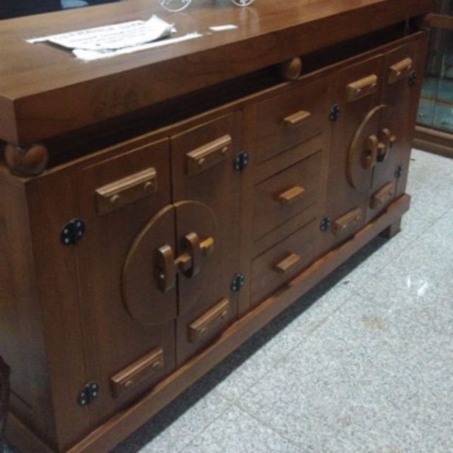 Bufet minimalis / bufet shabby/ bufet TV kayu jati finishing duco natural