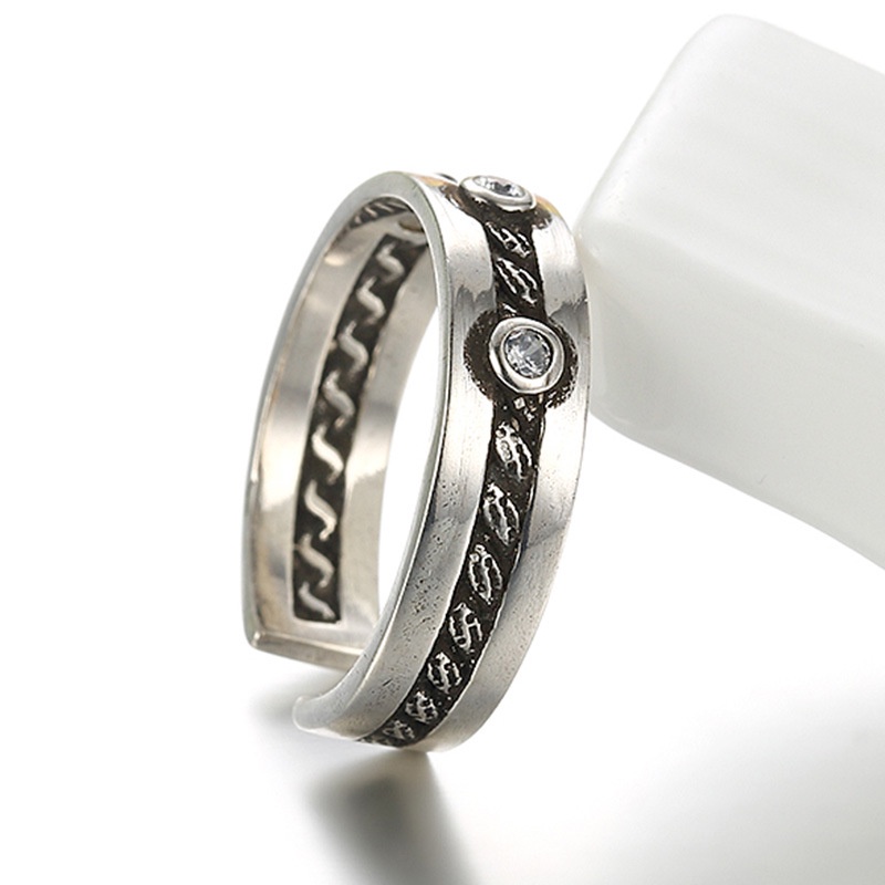 cincin perak 925 asli untuk wanita/Cincin yang Dapat Disesuaikan Kepribadian Hati Sutra Retro Perhiasan