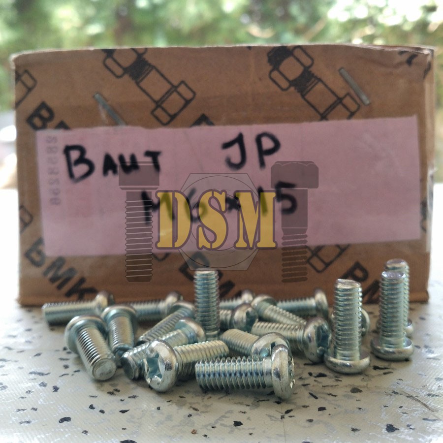 (100pcs) Galvanis Baut JP M6x15 / Machine Screw M6 Kepala Obeng Bulat