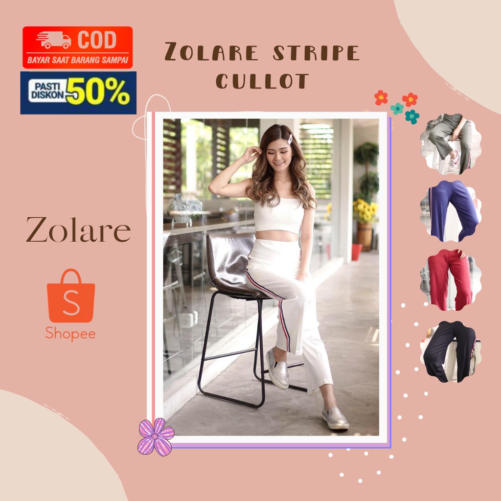 Celana Kulot Highwaist Kancing Hw Pants Panjang Bahan Kain Katun Scuba Premium Wanita Korea Kekinian