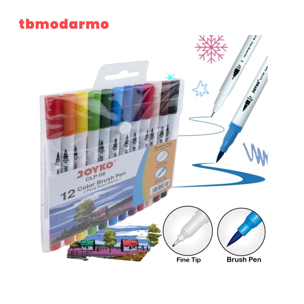 TBMO Color Brush Pen / Pena Kuas Warna Joyko CLP-06 / 12 Warna / Color