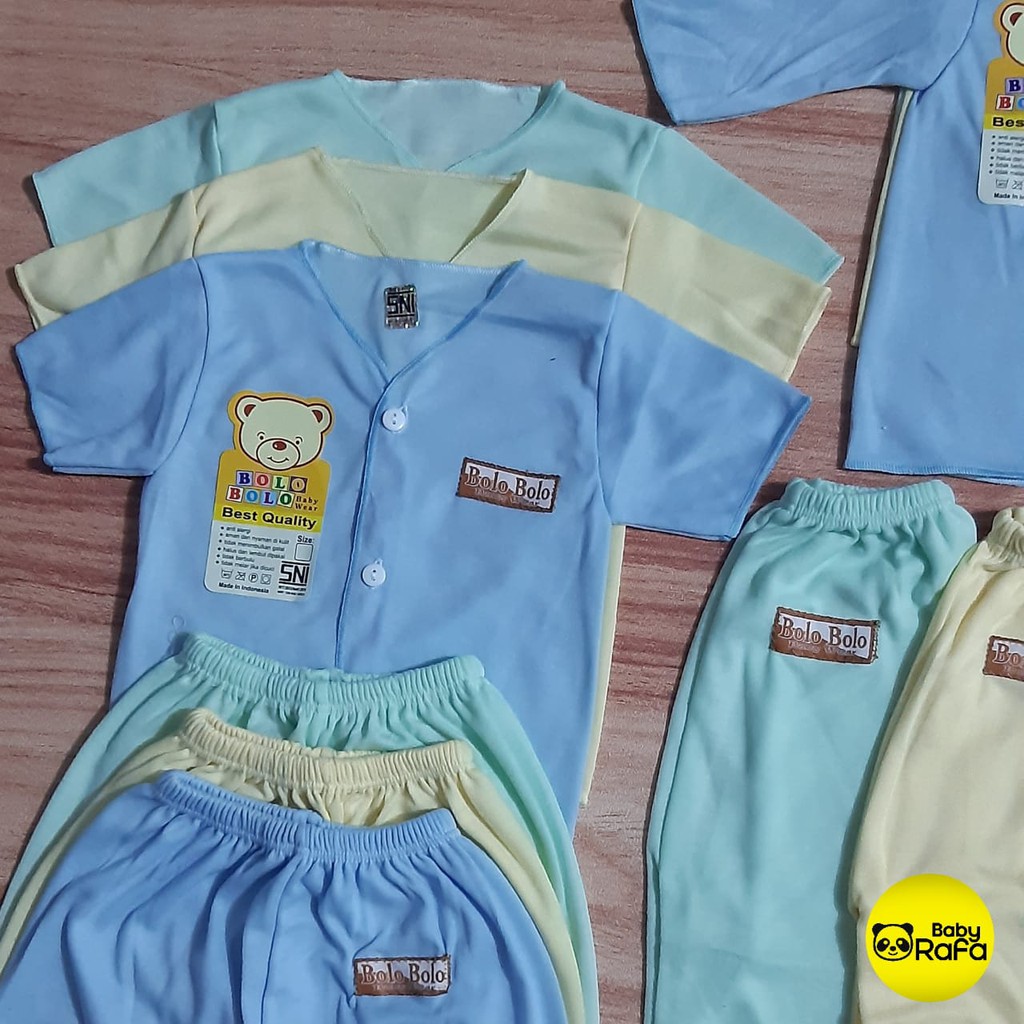 Paket Hemat Baju Bayi Polos 18 pcs / 9 stel merk SNI BOLO - BOLO