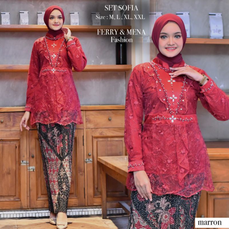 New Kebaya Sofia/Set Baju Kebaya Sofia Bahan Tulle/Baju/Kebaya/Kebaya Modern Terbaru
