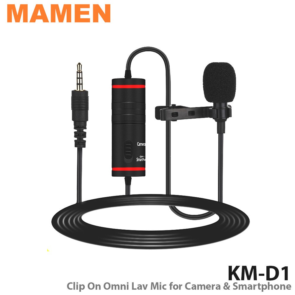 MAMEN KM-D1 KMD1 KM D1 Clip On Lav Mic Lavalier Microphone for Camera Smartphone