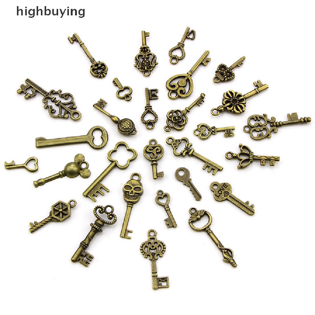 Hbid 50PCS Liontin Bentuk Kunci Gaya Vintage Steampunk Warna Perunggu Untuk DIY Perhiasan Charms