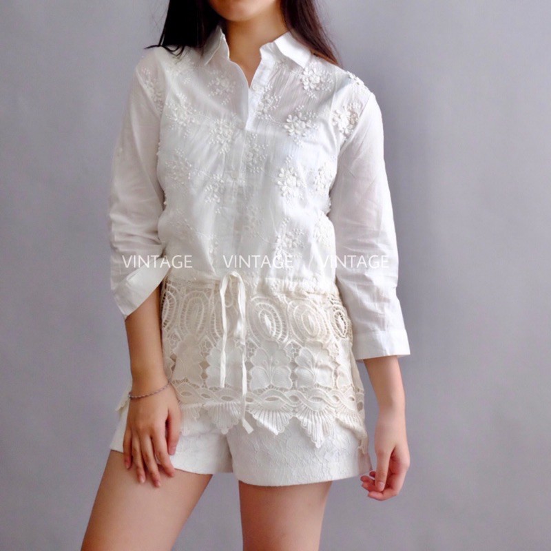 vintage - blus katun brokat