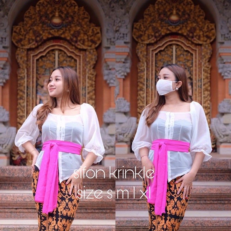 kebaya bali sifon krinkle sabrina lengan kerut