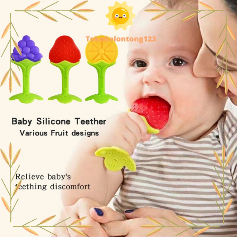 [BISA COD] Teether Bayi Bentuk Buah / Mainan gigitan bayi BPA Free / Cokotan Bayi