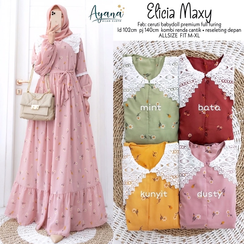 DRESS MUSLIM CERUTTY BABYDOLL BUNGA BUNGA | ELICIA MAXY ORI BY VANILLA HIJAB