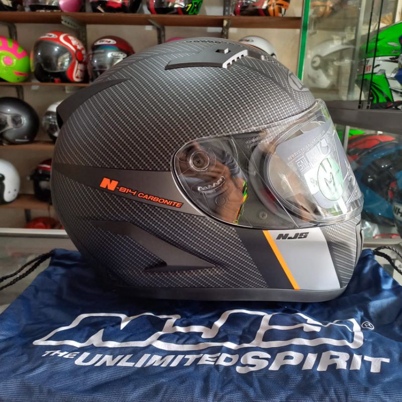 HELM NJS SHADOW 814 MOTIF CARBON BLACK ORANGE DOFF