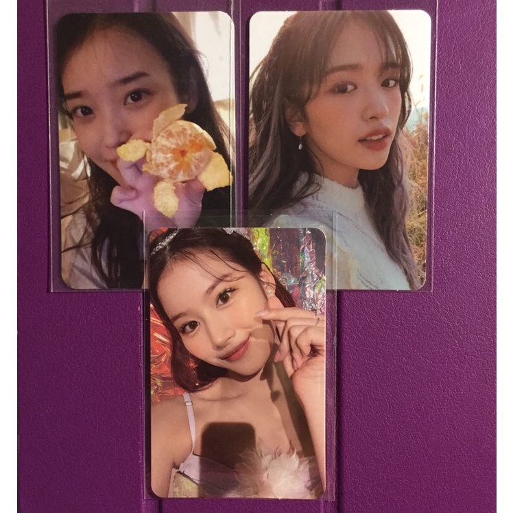 twice photocard sana in love taste of love, izone photocard yujin ilalang, photocard iu jeruk md