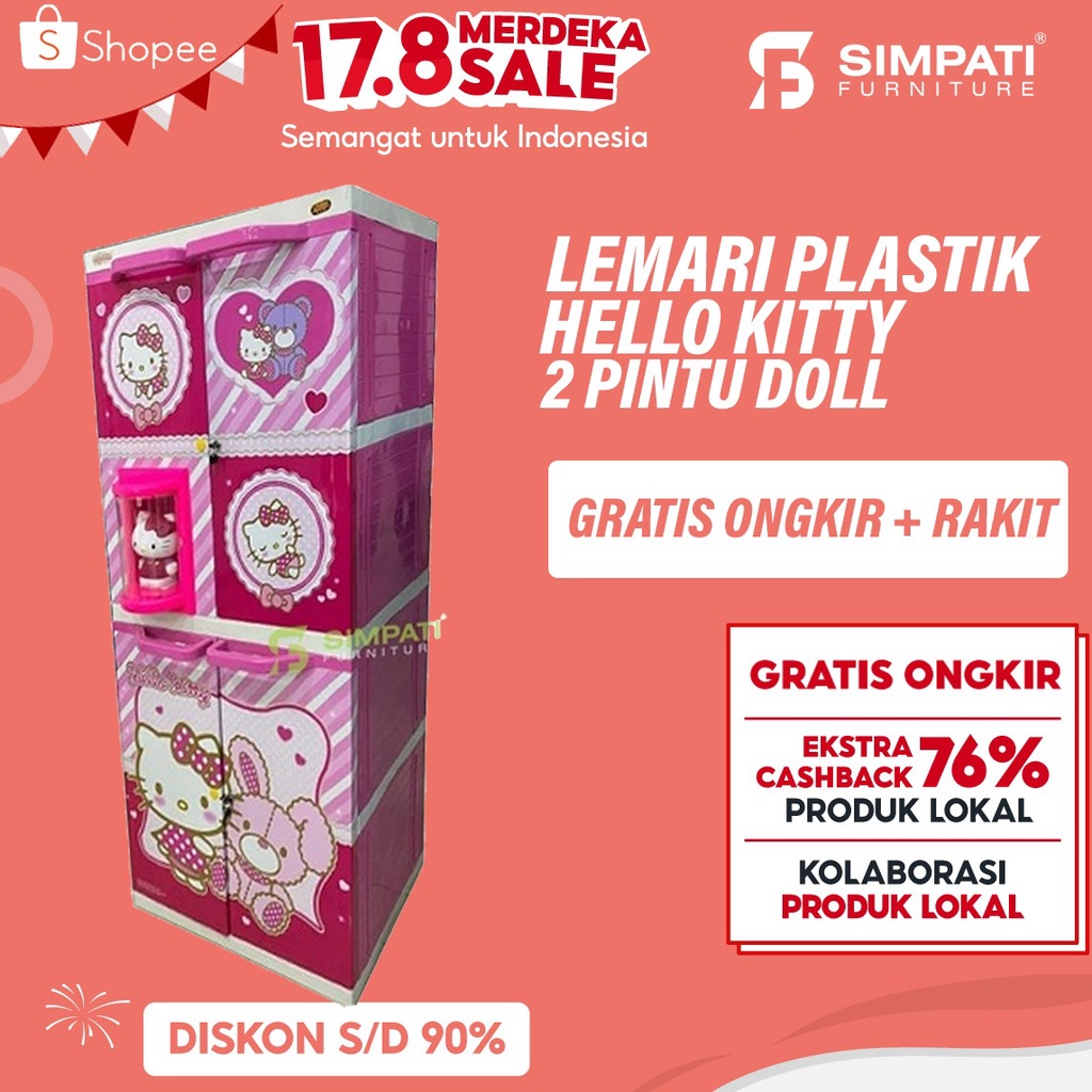 Lemari Pakaian Plastik Hello Kitty Doll