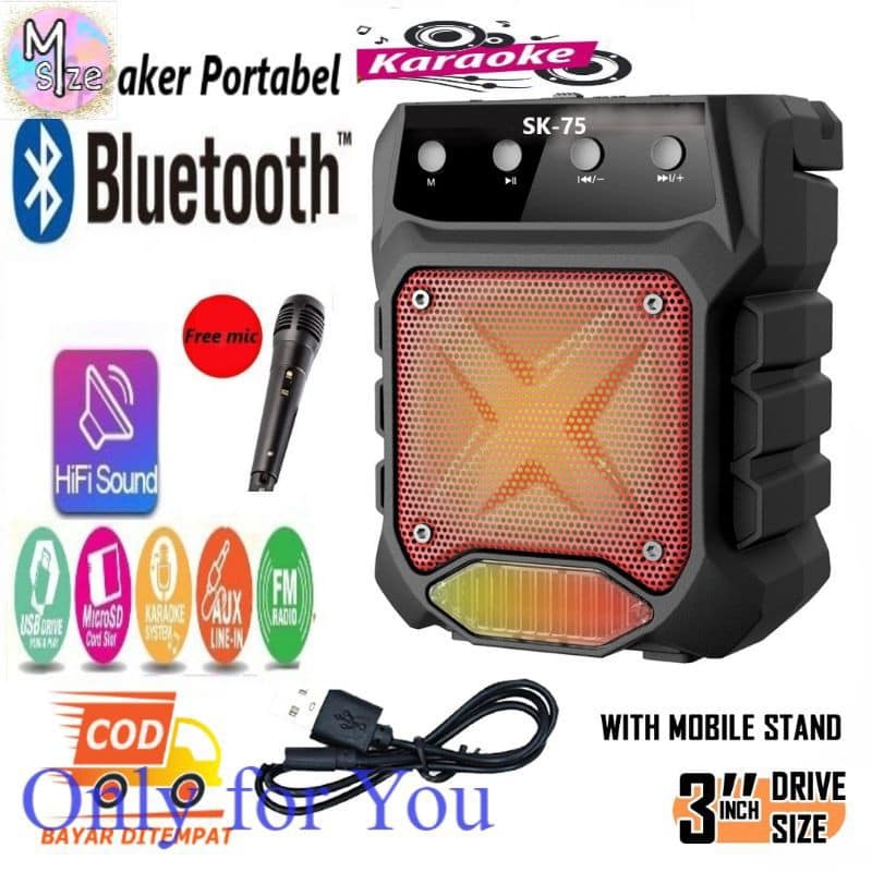 Speaker bluetooth portable SK-75 free mic