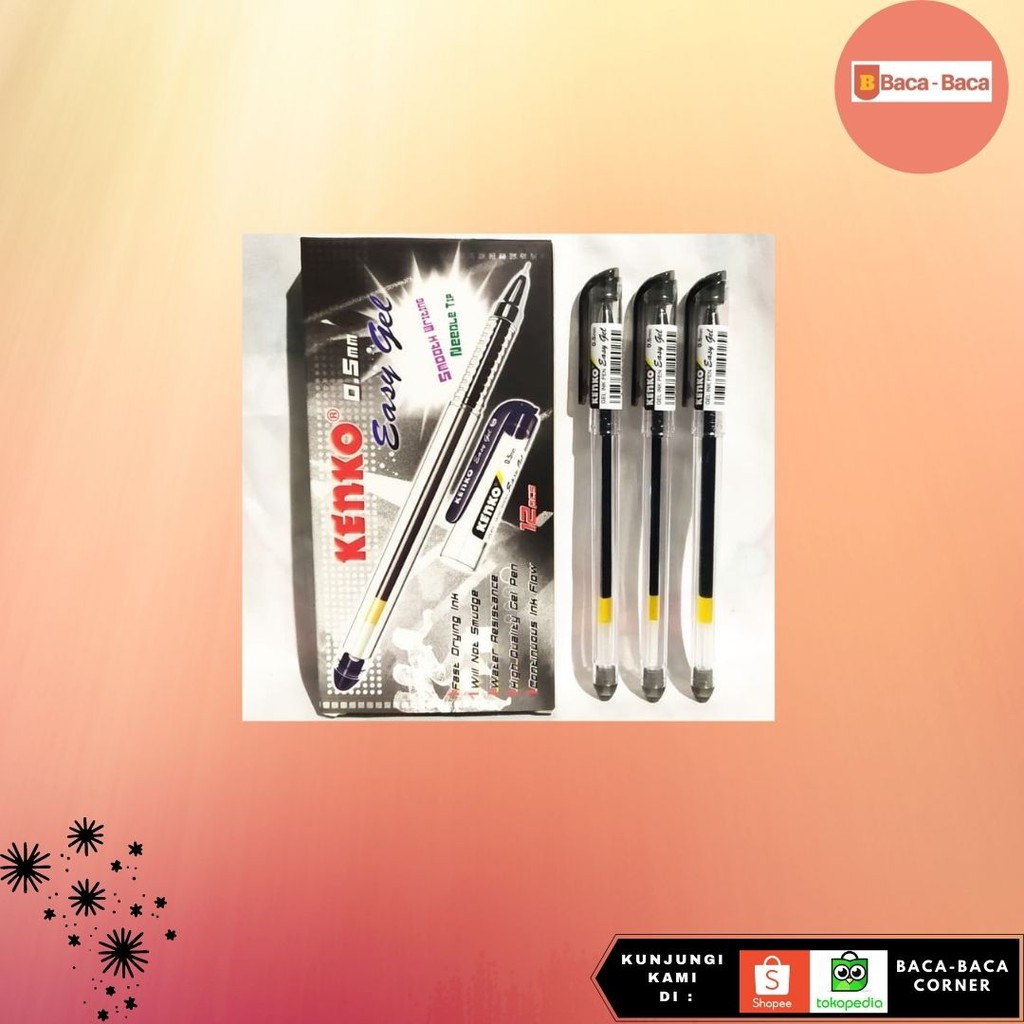 

BACABACA BALLPEN GEL EASY GEL 0.5 BLACK KENKO PULPEN