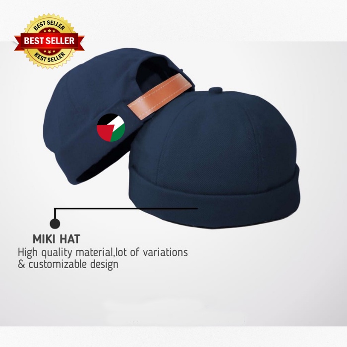 Topi Pria Dewasa Peci Miki hat Sablon PALESTINA (Miki Hat) Logo Kaligrafi PALESTINA Kualitas Import