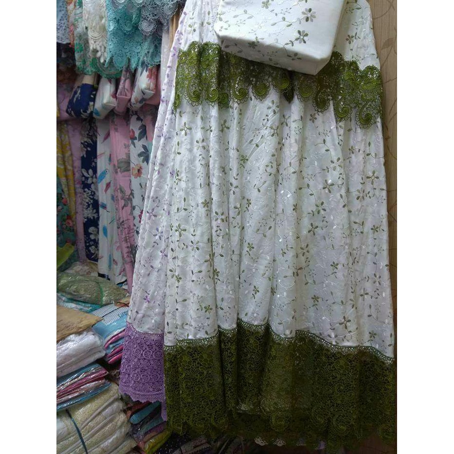 Terbaru !!! Azurra Shop Mukena Prada Sutra Paris Renda Keong Warna Mekenah Dewasa Fashion Muslim