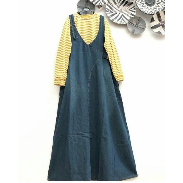 Gamis jeans+overall yellow