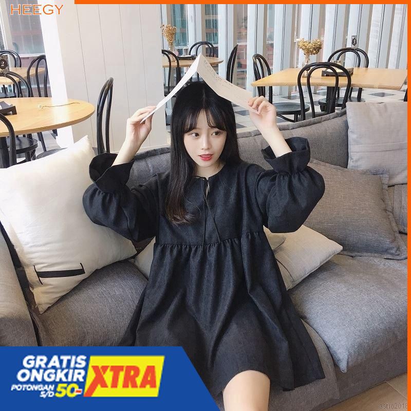 Dress Casual Lengan Flare Longgar Oversize Gaya Wanita Korea