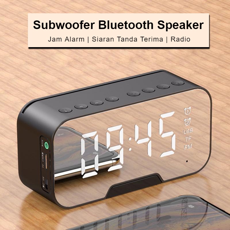 ITS Speaker Bluetooth Digital Multi-Fungsi Jam alarm ganda / Termometer / Jam / Radio FM / Portabel