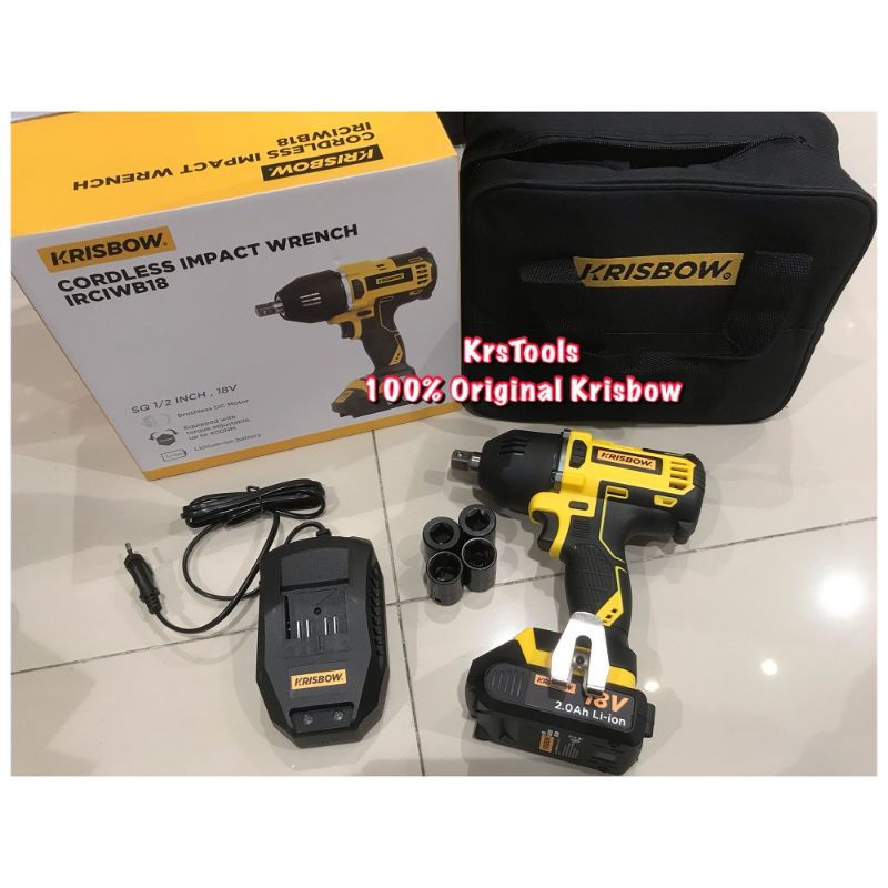 Krisbow Mesin Impact Wrench SQ 1/2inch 18V 400NM || CORDLESS IMPACT WRENCH KRISBOW 18V IRCIWB18