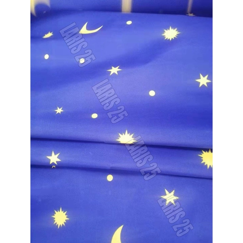 MA BAHAN KAIN TERLARIS KATUN MIKROTEX MOTIF BULAN BINTANG UTK SPREI GORDEN PER 0,5M DAN 1M