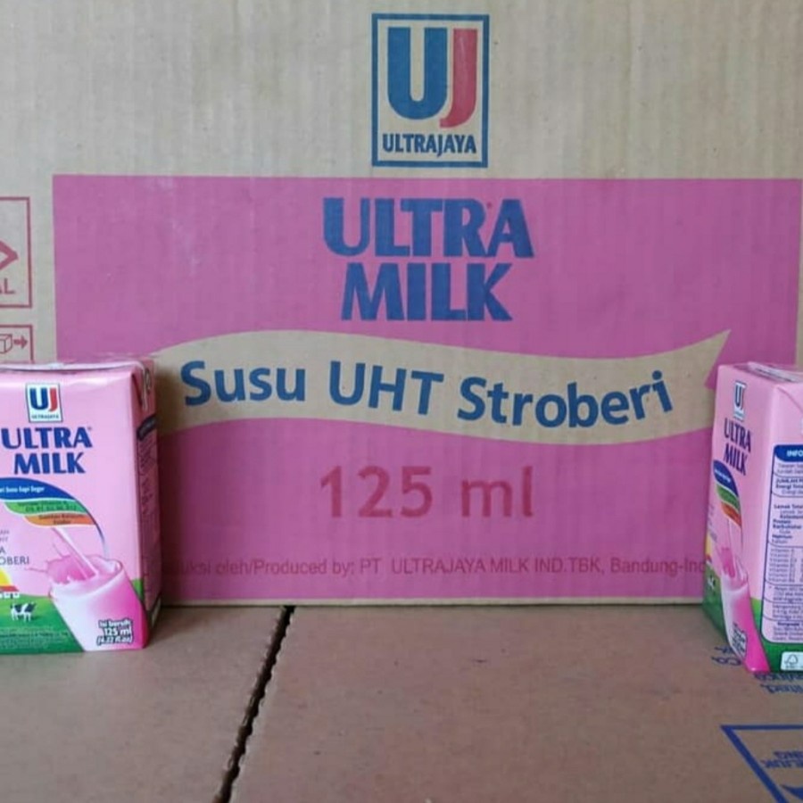 

Susu Ultra Milk 125Ml Susu UHT Rasa Stroberi 1 Dus 40Pcs x 125Ml HALAL