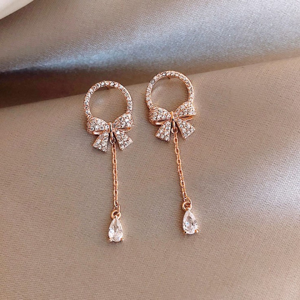 【COD Tangding】Anting Tusuk Gantung Desain Tetesan Airpita Hias Kristalberlian Gaya Koreamaitong Untuk Wanita