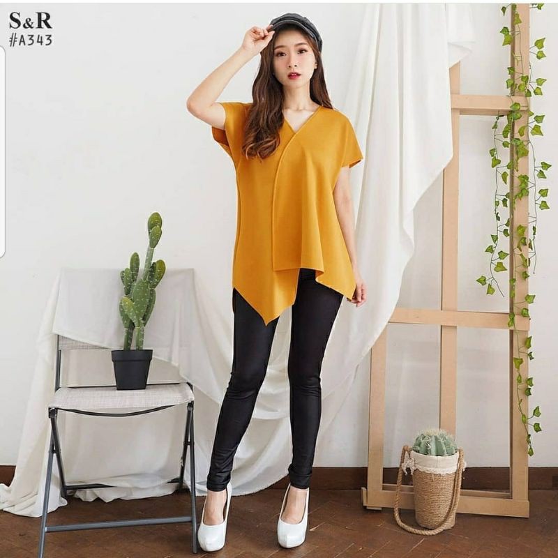 BLOUSE VALERIE SCUBA FIT XXL /SCUBA TEBAL/BLOUSE SCUBA HALUS OVERSIZE-Mustard
