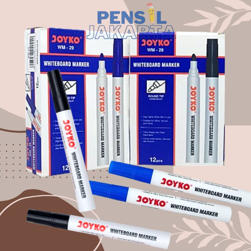 

Spidol Whiteboard Papan Tulis JOYKO WM28 Hitam Biru Non Permanen [ECER]