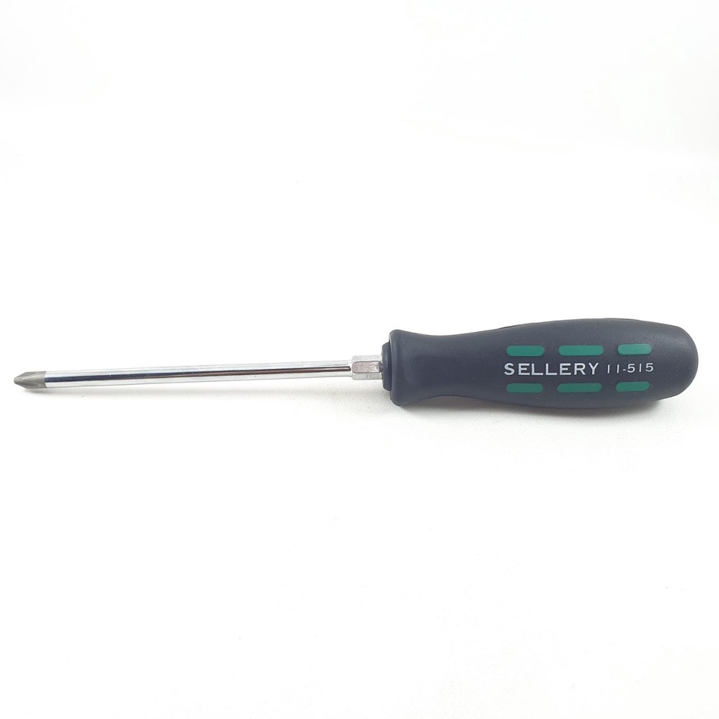 Obeng Plus 5 inch Sellery 11-515 Diameter 6mm Panjang Besi 13cm Magnet Gagang Karet