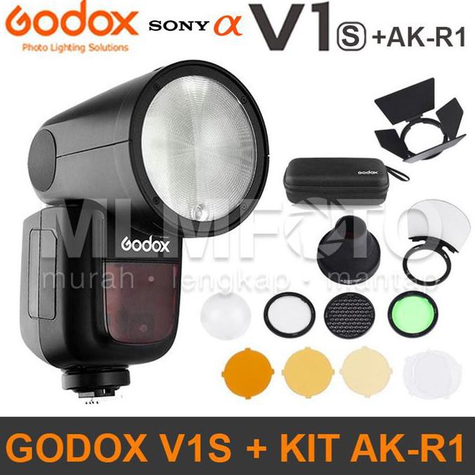 TERLARIS-PRODUK GODOX V1S KIT AK-R1 SONY ALPHA ROUND HEAD FLASH V-1S V1-S V1 AKR1 AK R