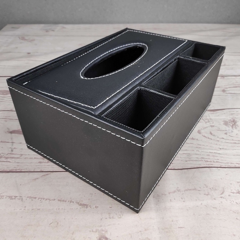 ACRDDK Kotak Tisu Kulit Multifungsi Tissue Box Cosmetic Organizer - 34013 - Black