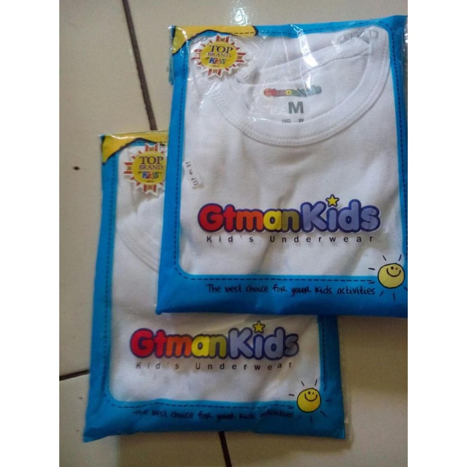 3 Pcs Oblong GT Man Kids - Kaos Dalam GTman GTMK 03 Anak Laki Laki | Putih Polos Sguna Grosir 3 Pcs